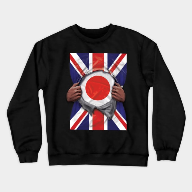 Japan Flag Great Britain Flag Ripped - Gift for Japanese From Japan Crewneck Sweatshirt by Country Flags